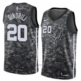 Maglia San Antonio Spurs Manu Ginobili Citta #20 2018-19 Grigio