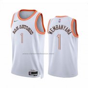 Maglia San Antonio Spurs Victor Wembanyama #1 Citta 2023-24 Bianco