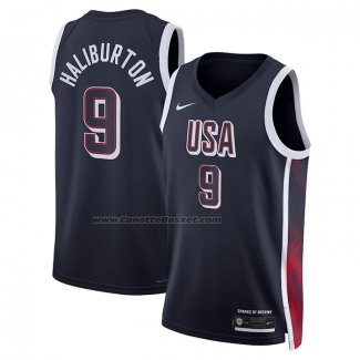 Maglia USA 2024 Tyrese Haliburton #9 Blu